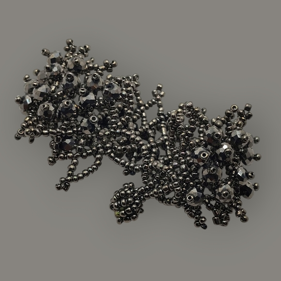 Handmade Hematite Gemstone/Glass Seed Bead Woven Stretch Bracelet Boho - Picture 2 of 10